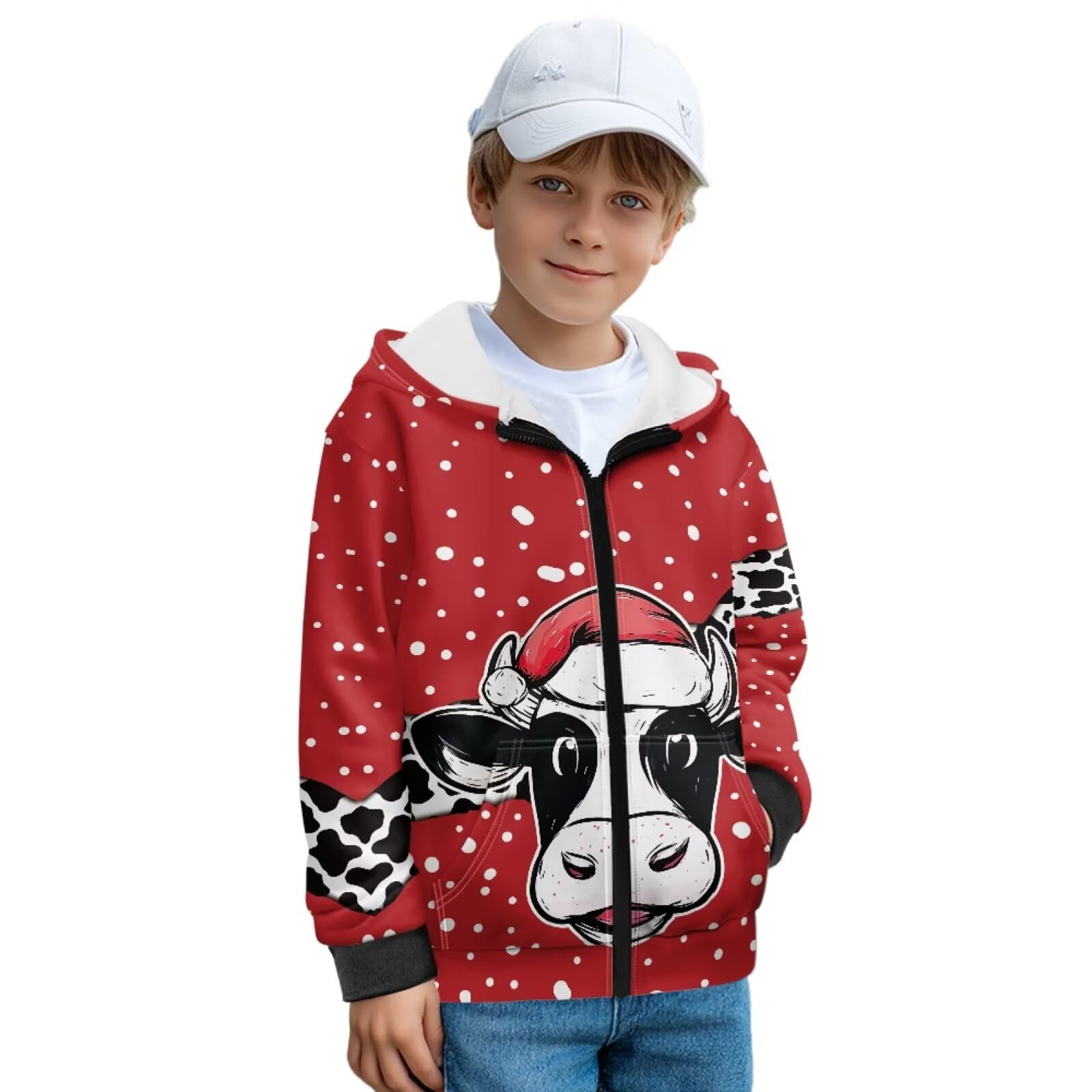 Xoenoiee Sudadera con capucha para niñas y niños, con cremallera, para adolescentes, casual, de manga larga, forro de terciopelo