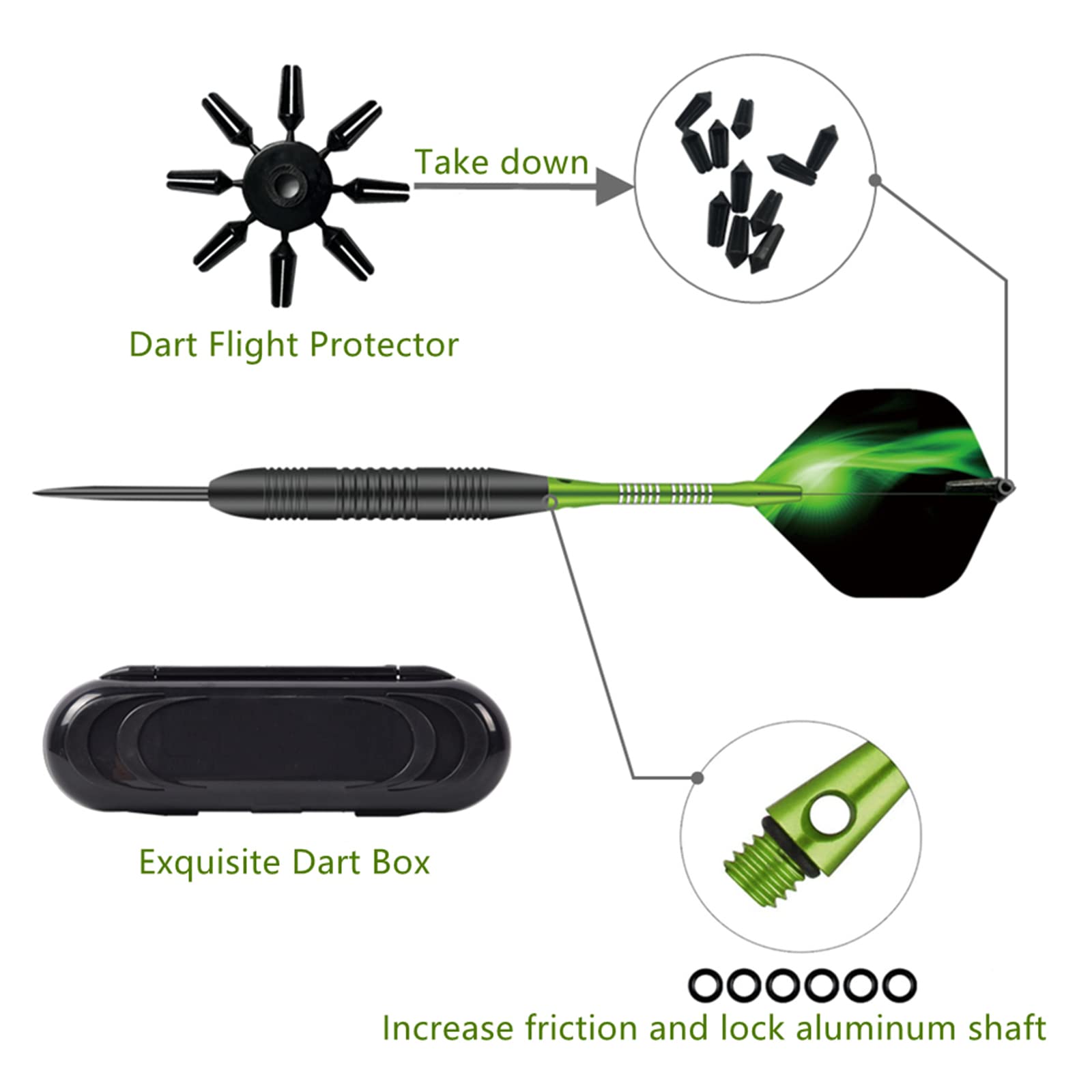Set Freccette Professionali Con Punta Acciaio - 3 Freccette + Accessori