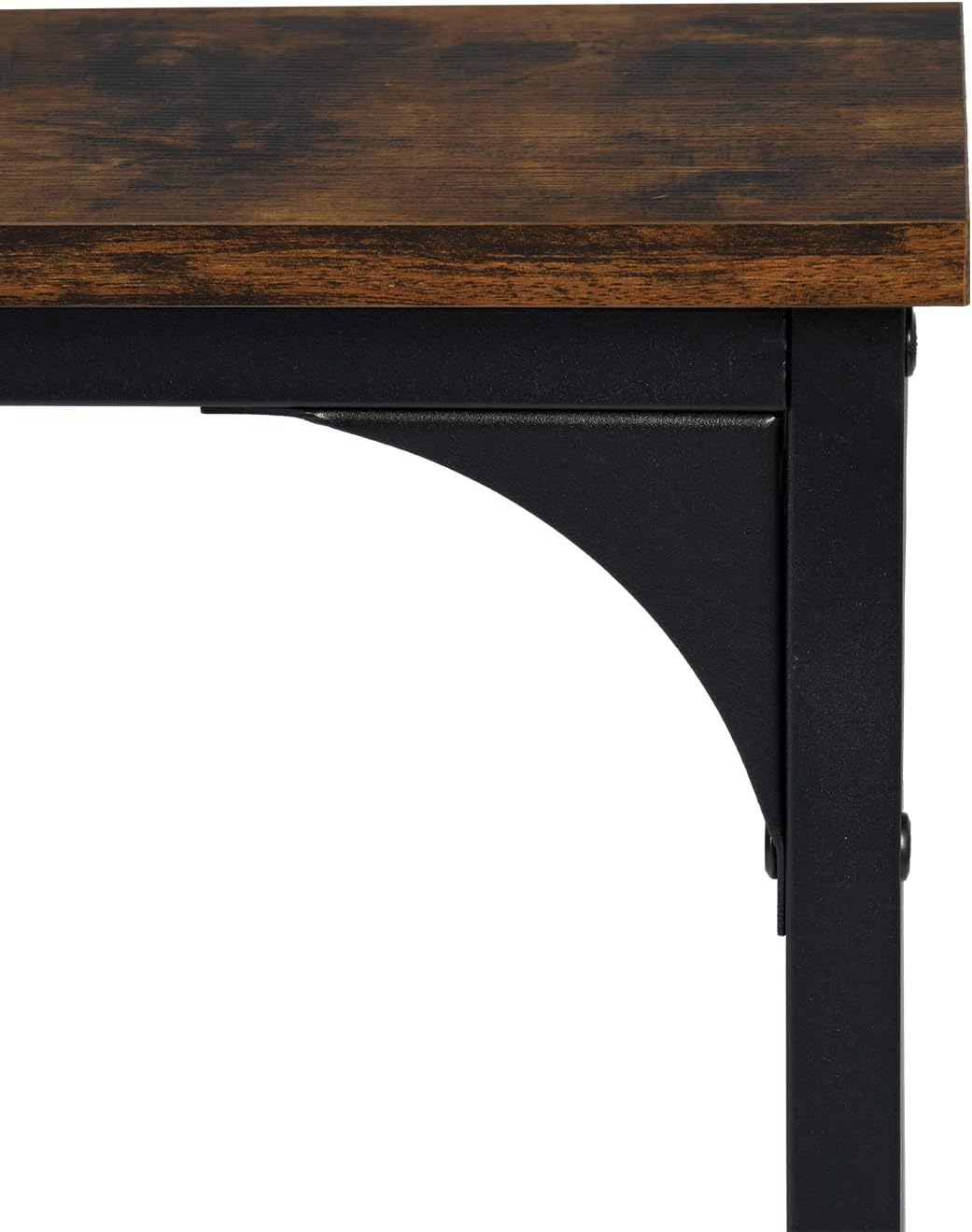 Homy Casa Inc Computer Desk 47 inch Study Writing Table with A Storage Bag Space Saving for Home Office, Modern Simple Style PC Desk, Black Metal Frame, Black & Brown Table Top