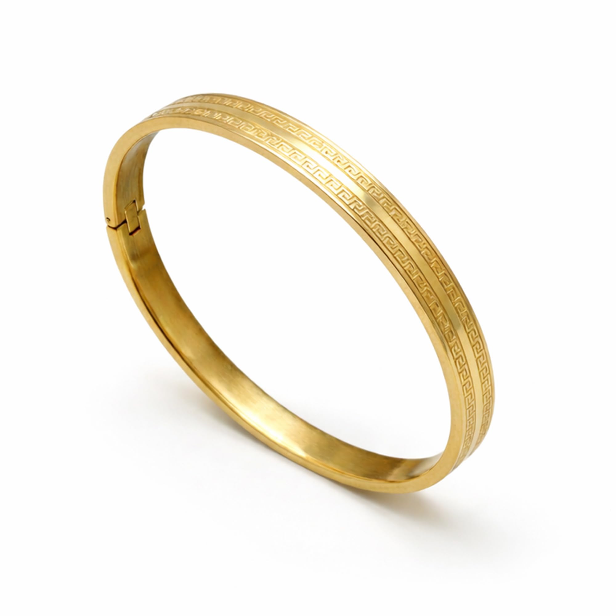 Foundation Gift Stainless Steel Kada Bracelet for Men – Premium Wristwear in Gold, Silver & Black | Anti‑Tarnish Lockable Kada | Valentine Gift for Husband or Boyfriend with Gift Box (Gold, Rhytm Kada)-image-39