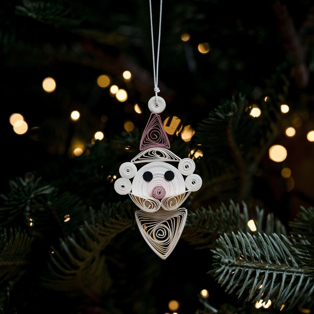 Arthur Cameron – Quilled Father Christmas Hanging Paper Decoration – Handmade Novelty Santa Ornament for Christmas Tree Décor