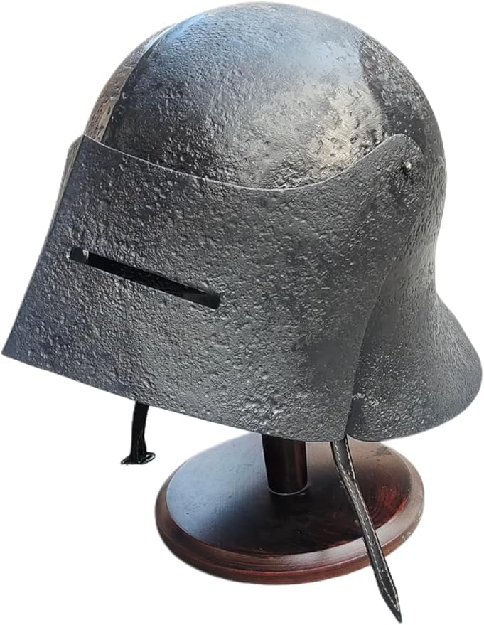 Medieval Black Steel Sallet Helmet, Historical German Armor for LARP and Cosplay