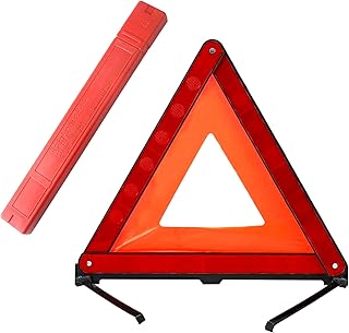 Pack-1 Standard Warning Triangles, Reflective Triangle Emergency Warning, Foldable Safety Triangle, Roadside Hazard Sign, Universal Triangular Warning Signs for Cars (Red)