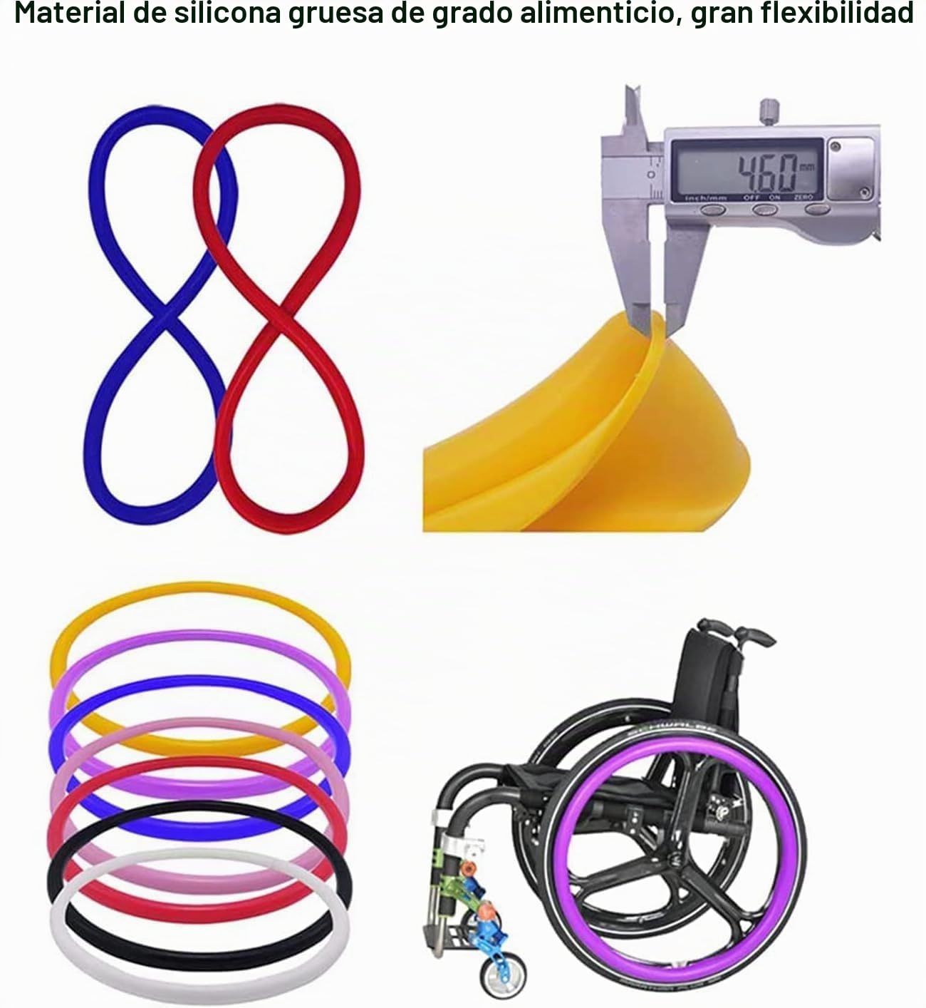 Cubiertas De Borde De Empuje para Silla De Ruedas, Cubierta De Silla De Ruedas Deportiva para Rueda Trasera De 24 Pulgadas, Cubierta De Empuje Manual De Silicona, Resistente Al Desgaste,F