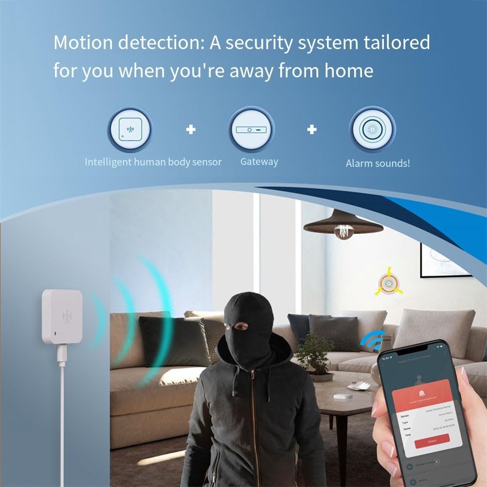 Sensor de Movimiento Inteligente para Interiores con Detector de Movimiento y notificaciones por aplicación, grabación de alarmas para la Seguridad del hogar (WiFi)