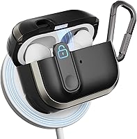 Vista 23 de MAGEASY Funda diseñada para AirPods Pro 2, funda resistente para AirPods Pro con candado, funciona con cable, Apple Watch oficial y carga MagSafe