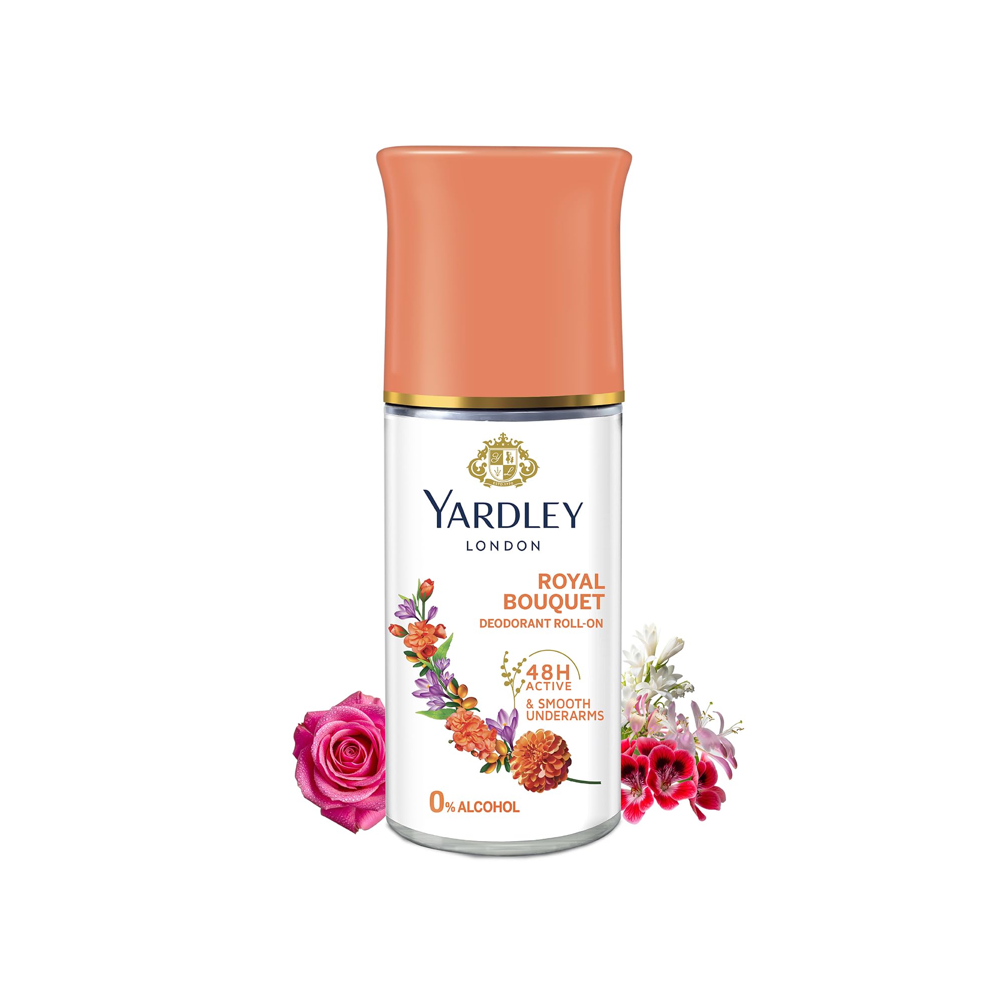 Yardley London Royal Bouquet Anti-Perspirant Deodorant Roll-On| Body Deodorant Roll-On For Women| 48-Hour Active Sweat Protection| Alcohol-Free | 50ml