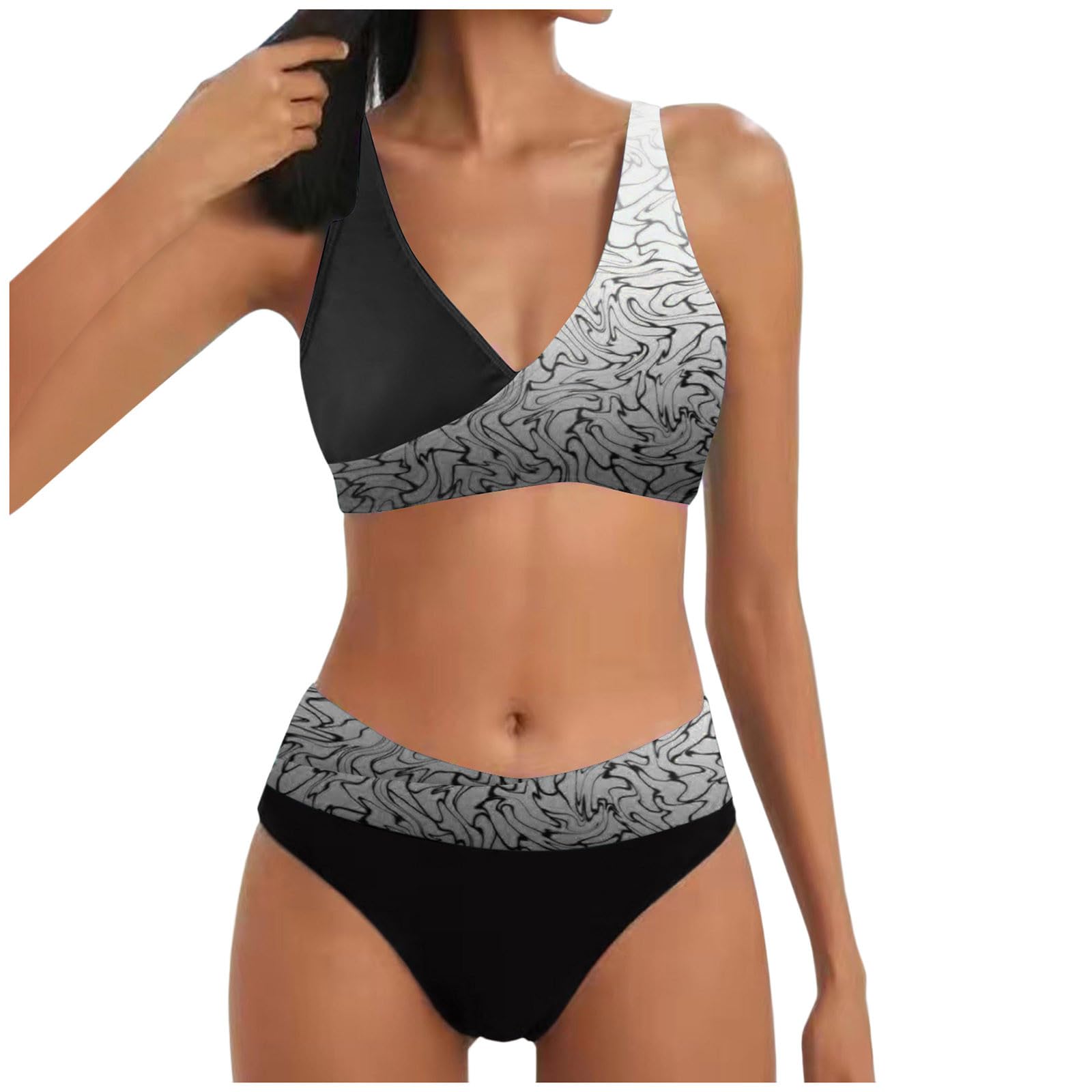 Générique 2024 - Traje de baño Bikini dividido con estampado sexy para mujer con bikini caliente rosa viejo