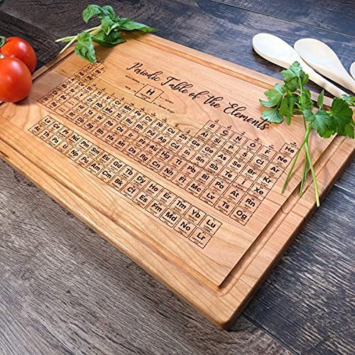 Tabla de cortar rectangular de madera de cerezo con grabado de la Tabla Periódica, 9x12 pulgadas miniatura 5