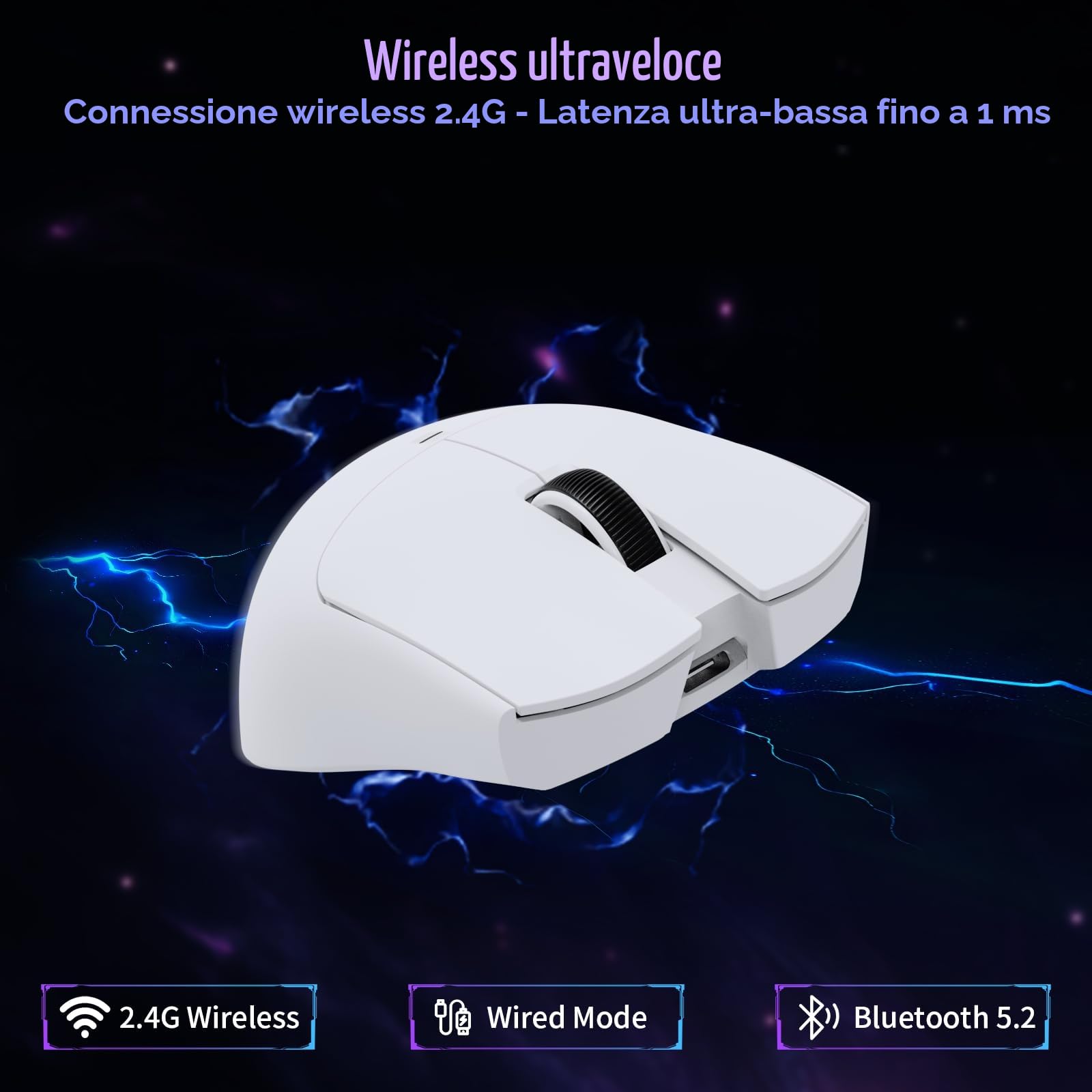 ATTACK SHARK X11SE Mouse da Gioco Wireless, 63g Superleggero con Sensore PixArt PAW3311, 22000 DPI, Tri-Mode BT/2.4 Ghz/Cablato, 1000 Hz, Batteria da 300mAh, Doppio Driver, per PC/Mac (Bianco)