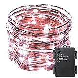 ER CHEN Indoor and Outdoor Waterproof Battery Operated 100 LED String Lights on 33 Ft Long Ultra Thin Copper String Wire with Timer (White)