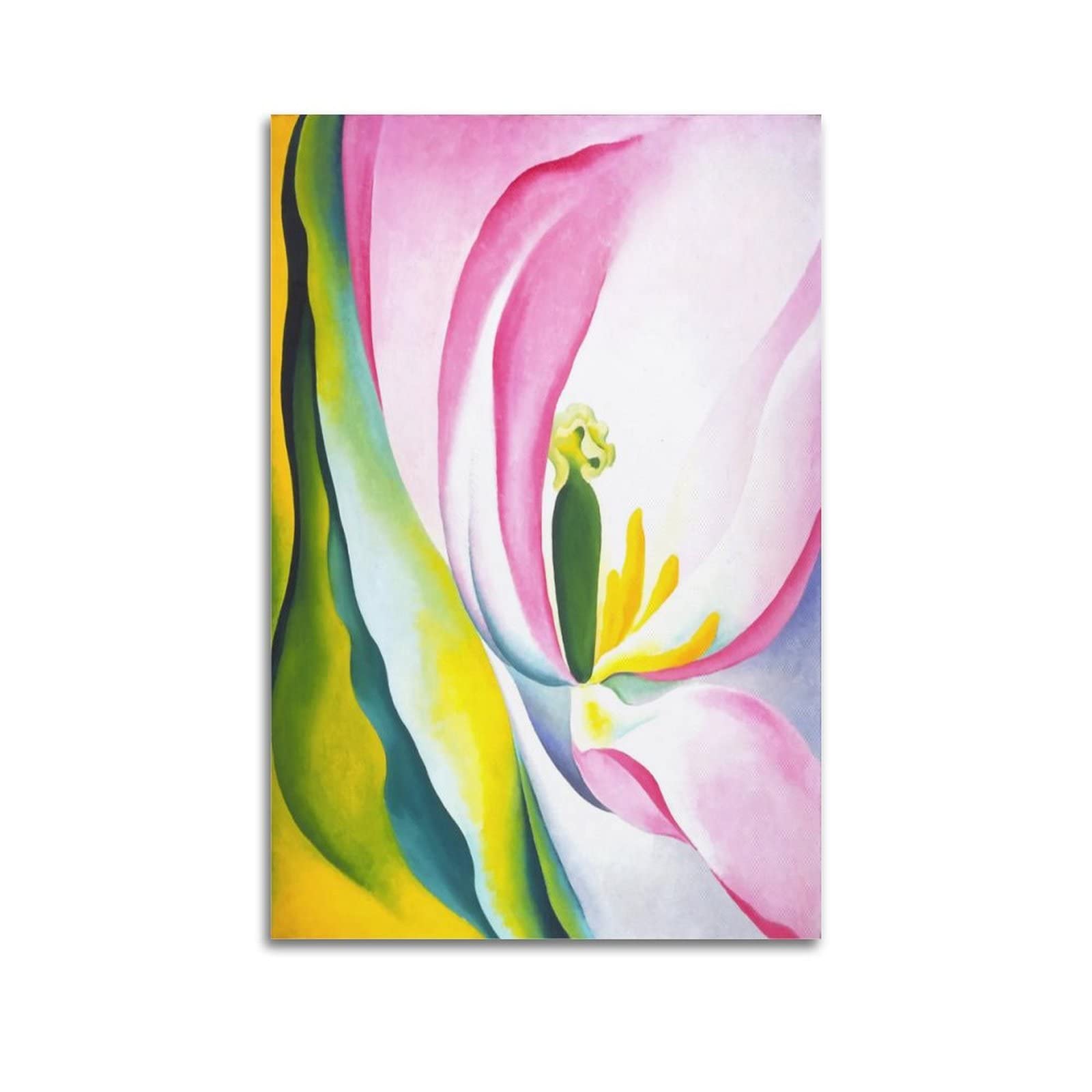 Jaher Pink Georgia O'keeffe Paintings Artworks- ( Tulip) Posters Artworks Canvas Room Aesthetic Wall Art Prints Home Modern Decor Gifts 12X18inch(30X45cm)