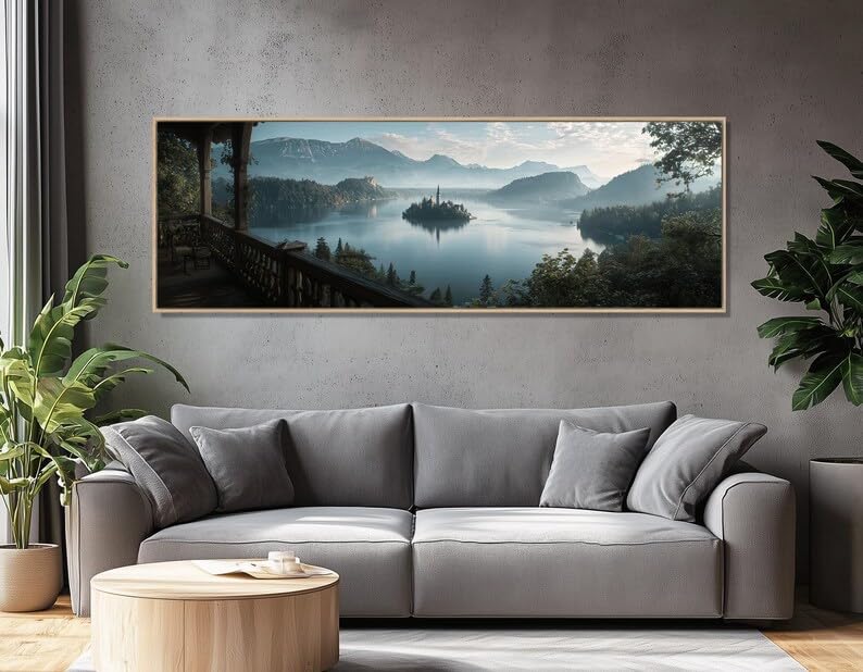 Décoration intérieure salon grand format avec tableau lac de Bled