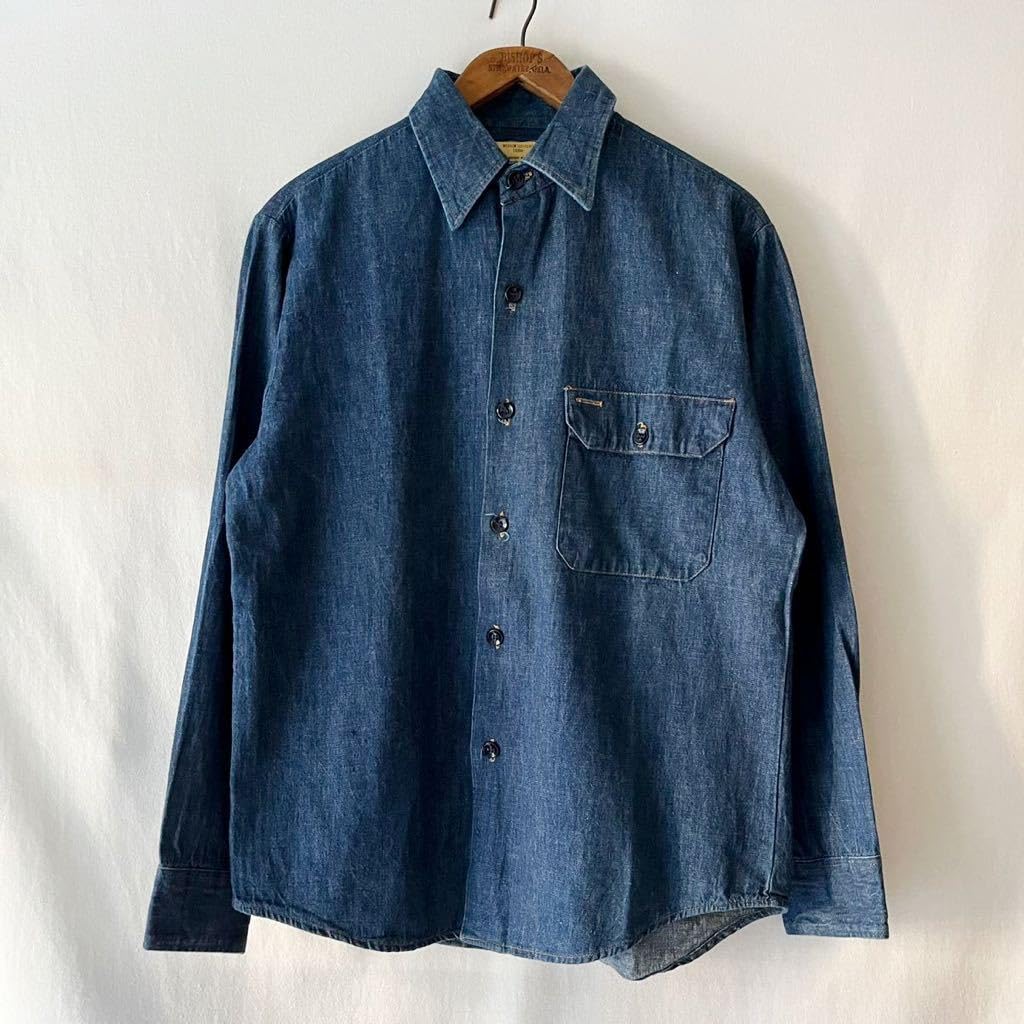 Amazon.co.jp: 70s Sears 皿ボタン デニム ワークシャツ M ビンテージ  