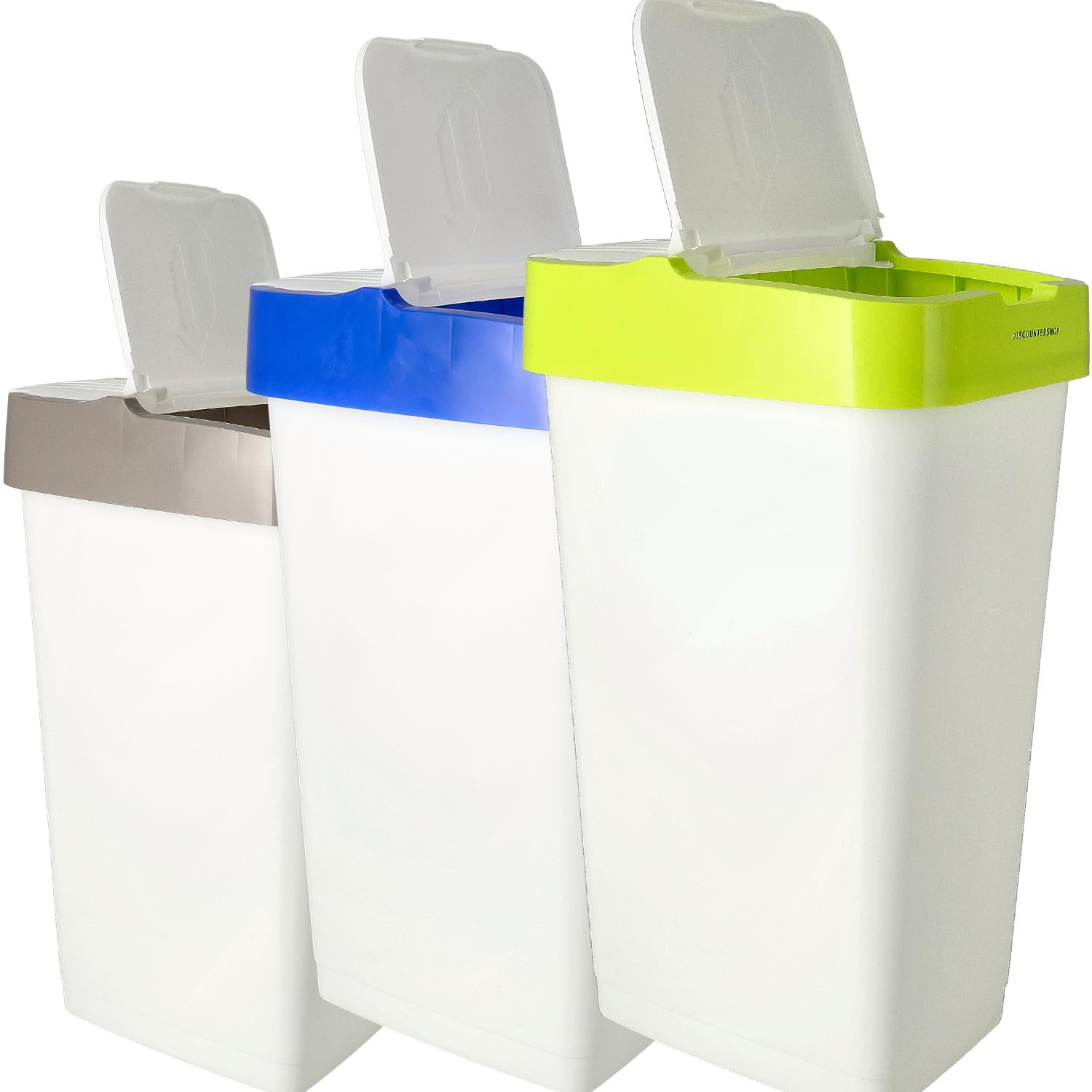 Bac à déchets de tri sélectif blanc avec couvercle de couleur en lot modulable - 8
