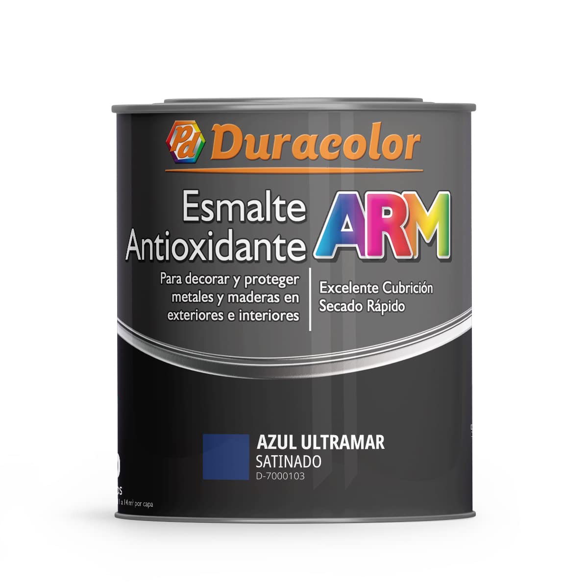 Esmalte Antioxidante ARM - Color Azul Ultramar Satinado - 4 Litros - Superficie Exterior e Interior - Acabado Brillante y de Rápido Secado - Excelente Dureza y Resistencia - Duracolor