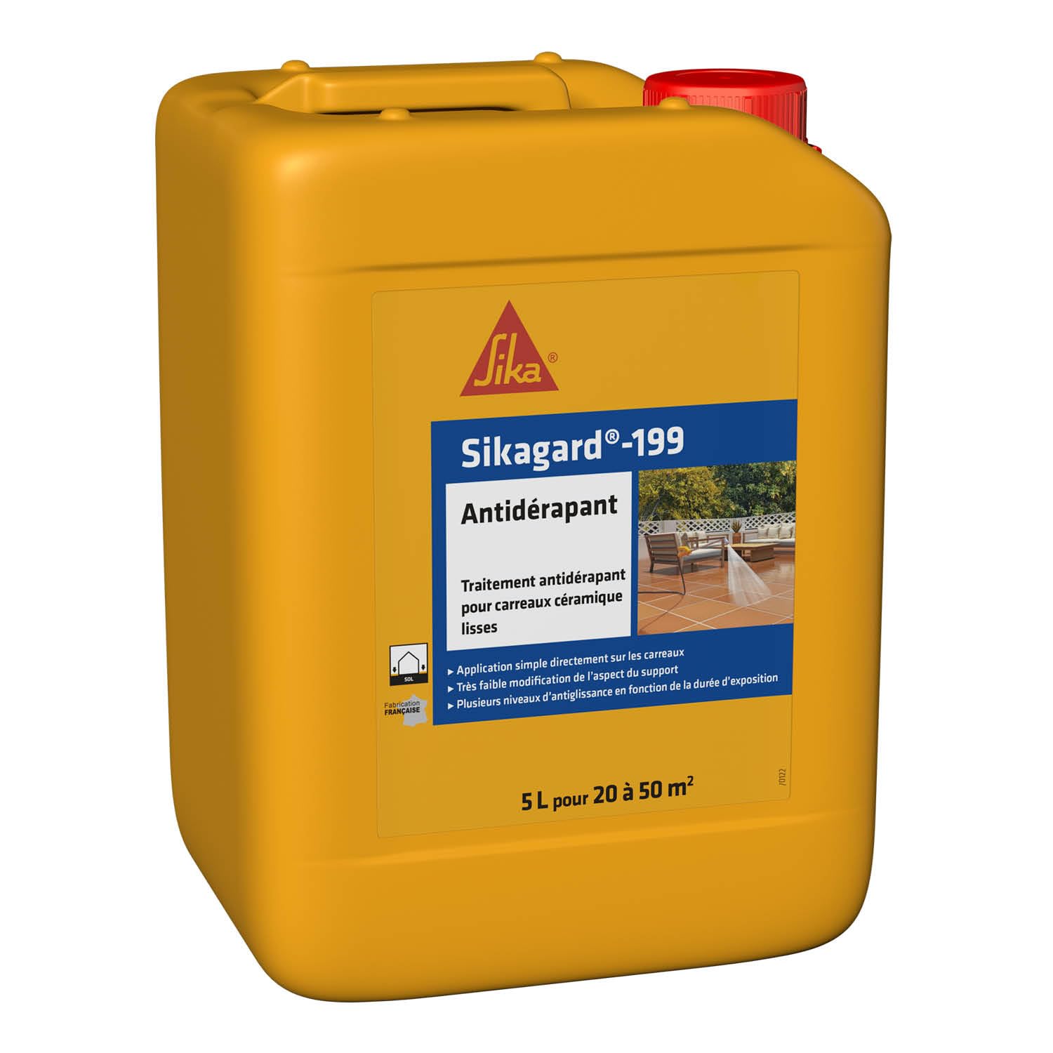 SIKA - Traitement Antidérapant prêt à l'emploi - Sikagard-199-5L | Pour carrelage lisses en terrasses, piscine, marches d'escalier, rampes d'accès - Intérieur & Extérieur - 20 à 50m²