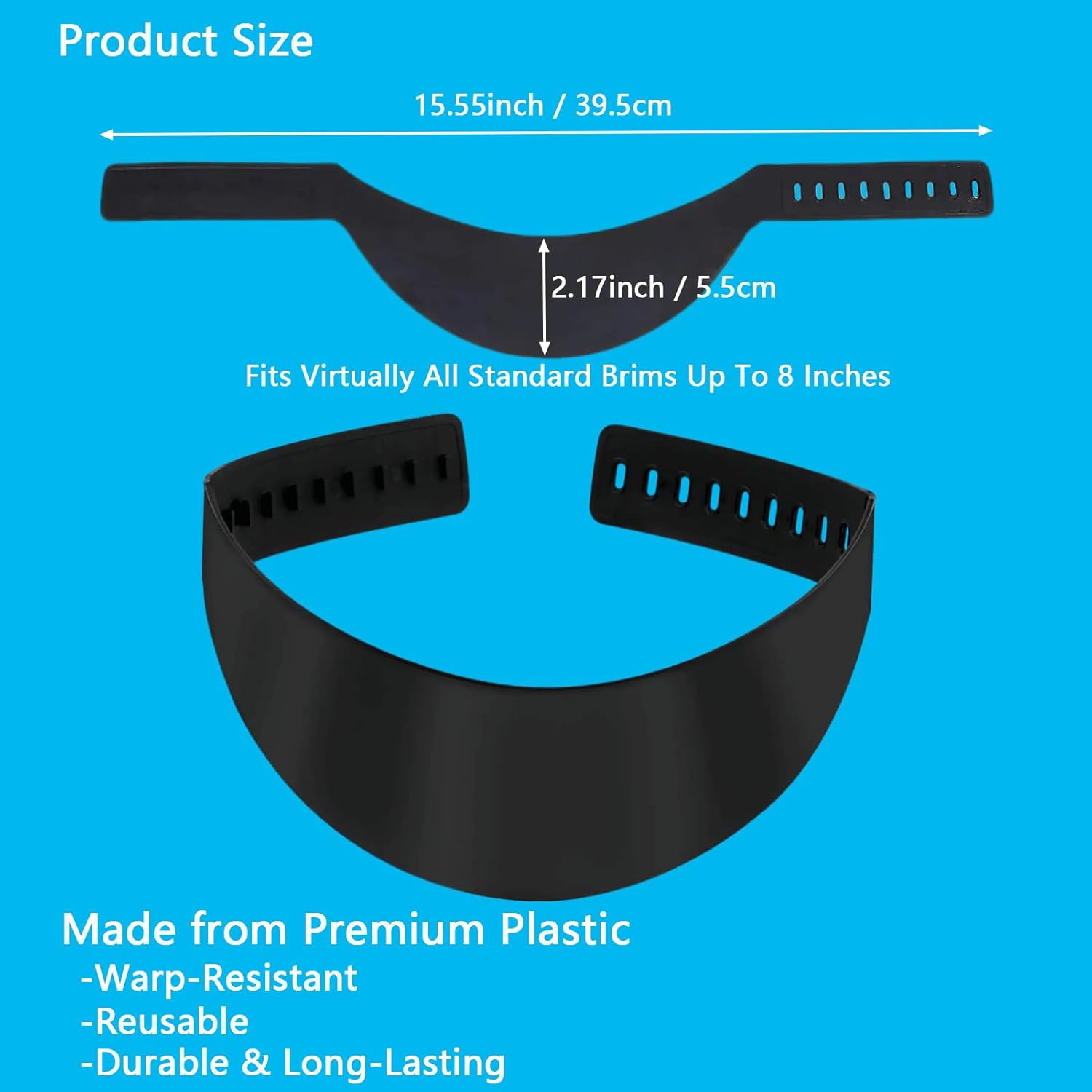 8 Pack Hat Brim Bender(4 Black + 4 White), Curver Tool with 9 Snap-in Curve Options, Universal Fit up to 8″ for Baseball Caps, Snapbacks & Fitted Hats, Overnight Shaping Effect