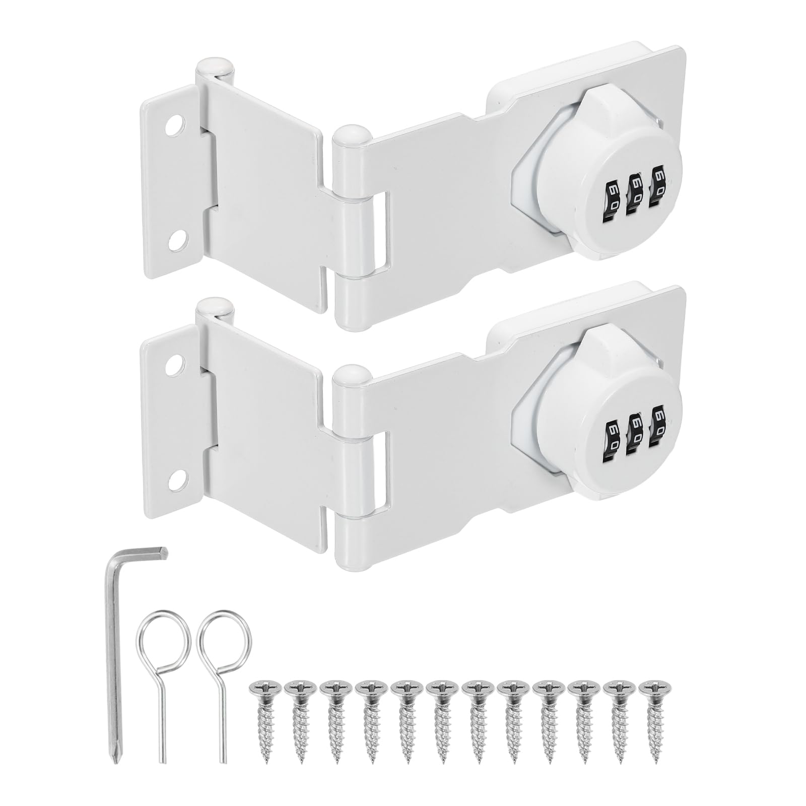 sourcing map 2 Pcs Keyless Cabinet Lock with Combination Code - Three-Section Password Hasp Latch Lock Mechanical Password Rotary Hasp, for Office Filing Cabinets Drawer Closet Cupboard, White โ image 1
