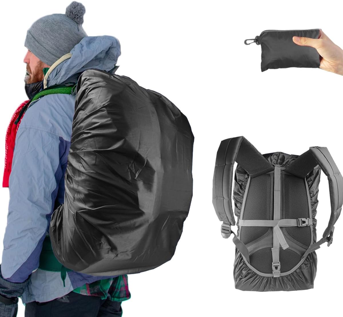Frelaxy Waterproof Backpack Rain Cover, 10000mm Waterproof Level, Upgraded Ultra-Strong Multilayer Structure, Antislip Cross Buckle Strap, Ultralight Compact Portable, for Hiking, Camping, Traveling