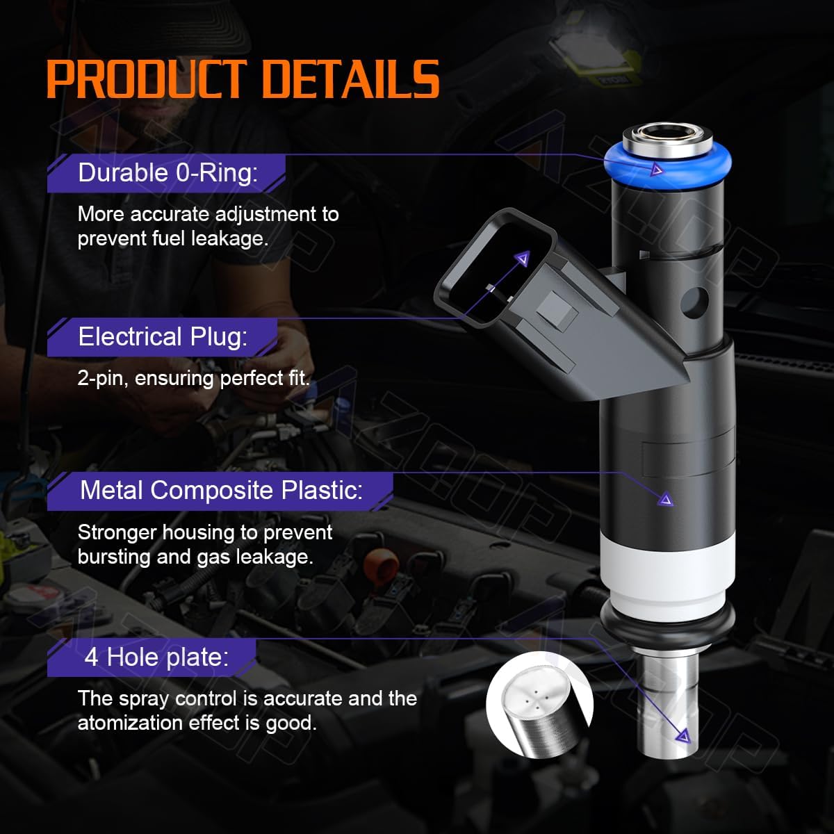 4891577AC Fuel Injectors For Dodge Journey/Jeep Compass Patriot L4 2.4L Gas (2009 2010 2011 2012 2013 2014 2015), For Avenger/Caliber, For Chrysler 200, Replace #FJ1058, 68156571AA |4 Holes||Set of 4|