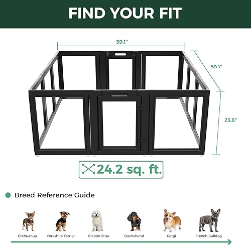 Miniatura 6 de FXW AuraSpace - Corral de acrílico para perros de interior para cachorros y perros pequeños, 24 pulgadas, 12 paneles, negro