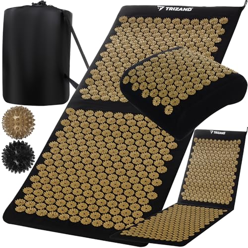 TRIZAND 23375 Tapis d'acupression avec balles Spiky Tapis de massage pour le dos, la nuque et les pieds Relaxation Soulagement des douleurs et des troubles du sommeil