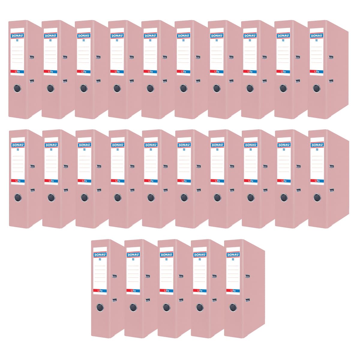 DONAU PREMIUM 25er Pack Ordner / A4/75mm - 7,5 cm/Rosa Pastell Kunststoffbezug PP/Papier/Schlitzordner Büroordner Aktenordner Metall Kantenschutz/Mit glänzender Oberfläche