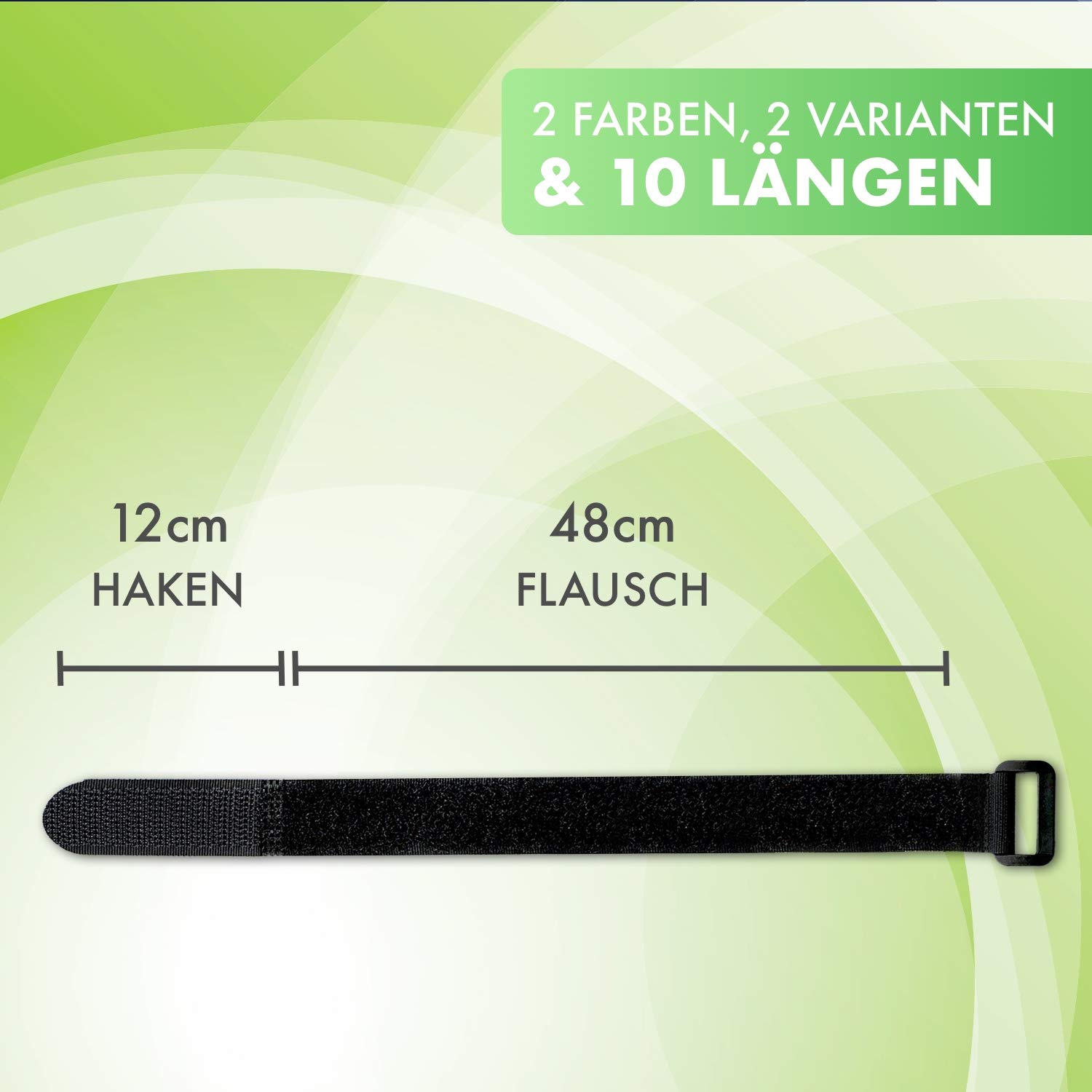 60x Klett Kabelbinder GEMISCHT Schwarz Kabelklettband Kabel