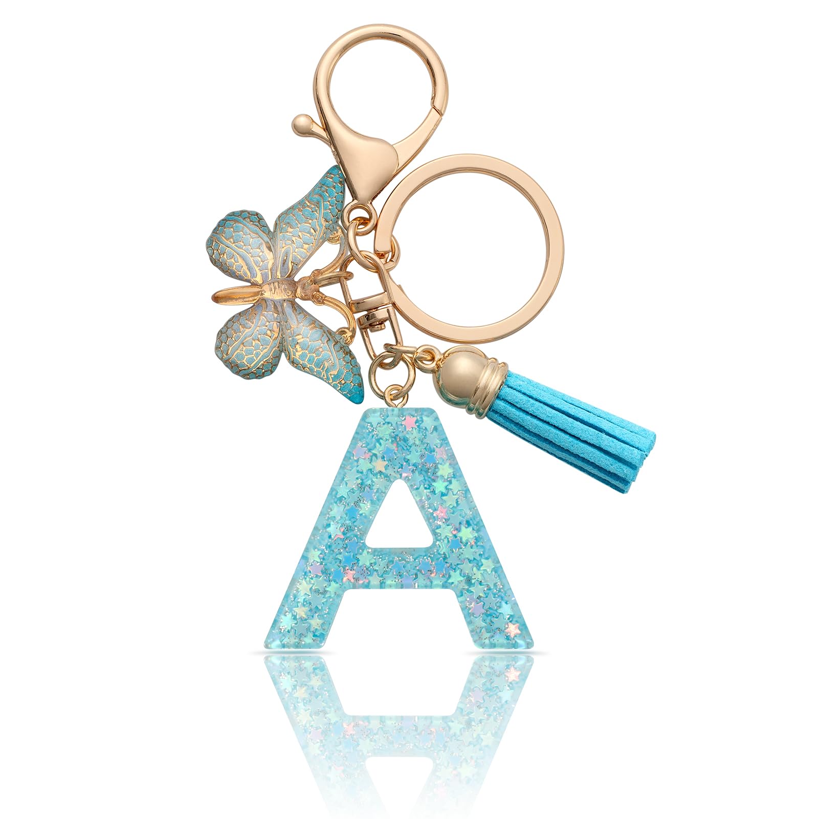 MORSUNBELA Schlüsselanhänger Buchstabe Mädchen Keychain mit Anfangsbuchstabe Schlüssel Anhänger mit Buchstaben für Frauen Damen