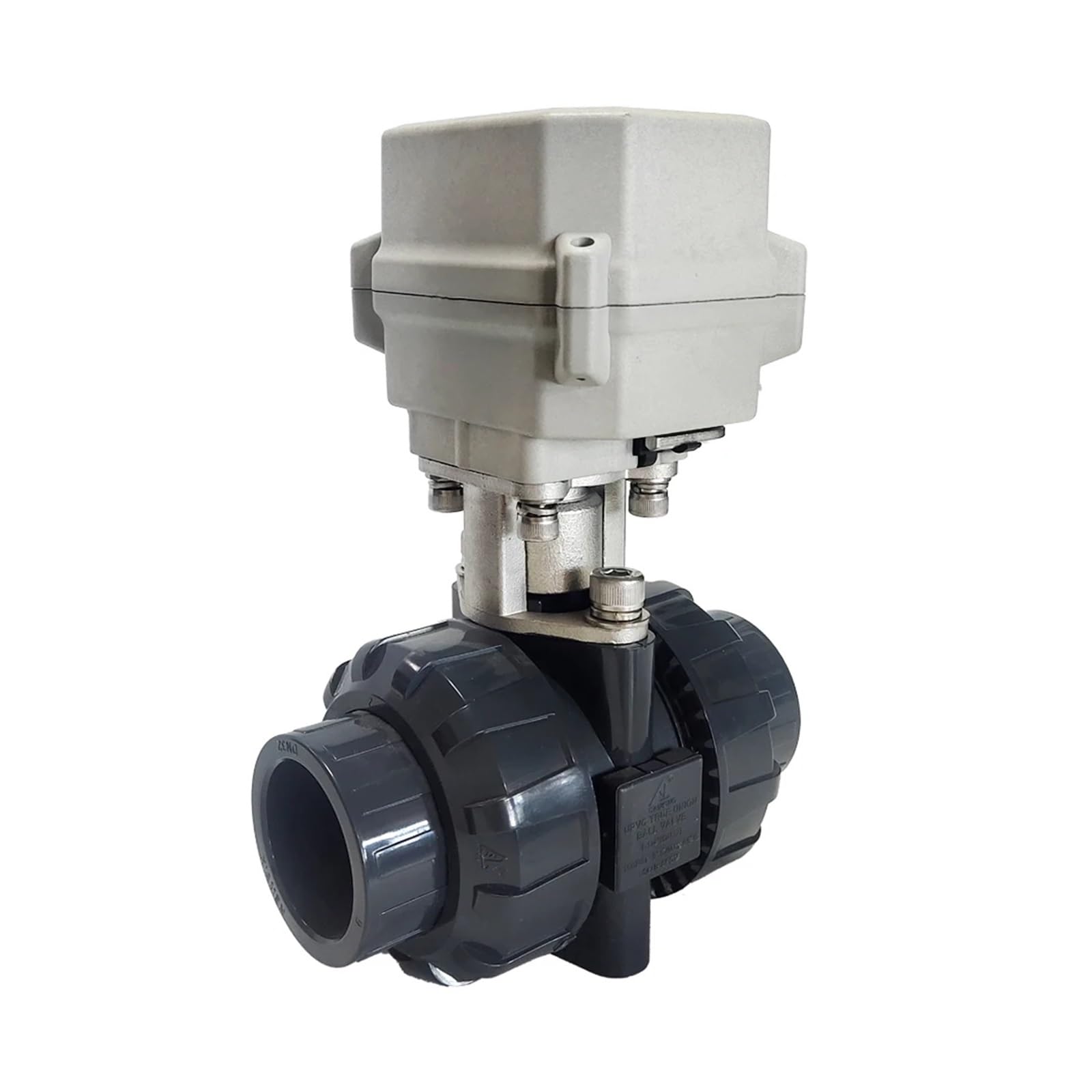 Prawdziwy Unia DN32 Automatyczny elektryczny zawór kulowy 1-1/4" PVC, zawór napędzany silnikiem, zawór sterujący 2/3/5/7 drutu, metalowa przekładnia (BSP-DC12-CR202)