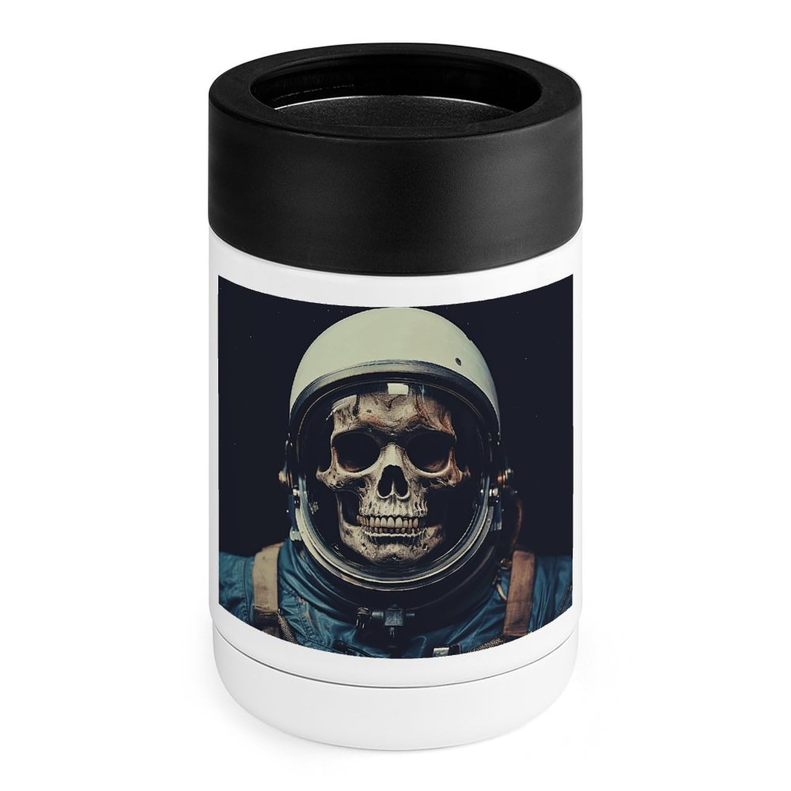 Stainless Steel Cooler, Movie Aesthetic Skull Print Multipurpose Beverage Chiller with Silicone Sleeve for Home, Office, Camping, and Bar