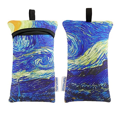 Tainada Shockproof Phone Neoprene Sleeve Carry Bag Pouch Compatible with Most of Small Smartphones (Carabiner & Lanyard Included) (Starry Night)