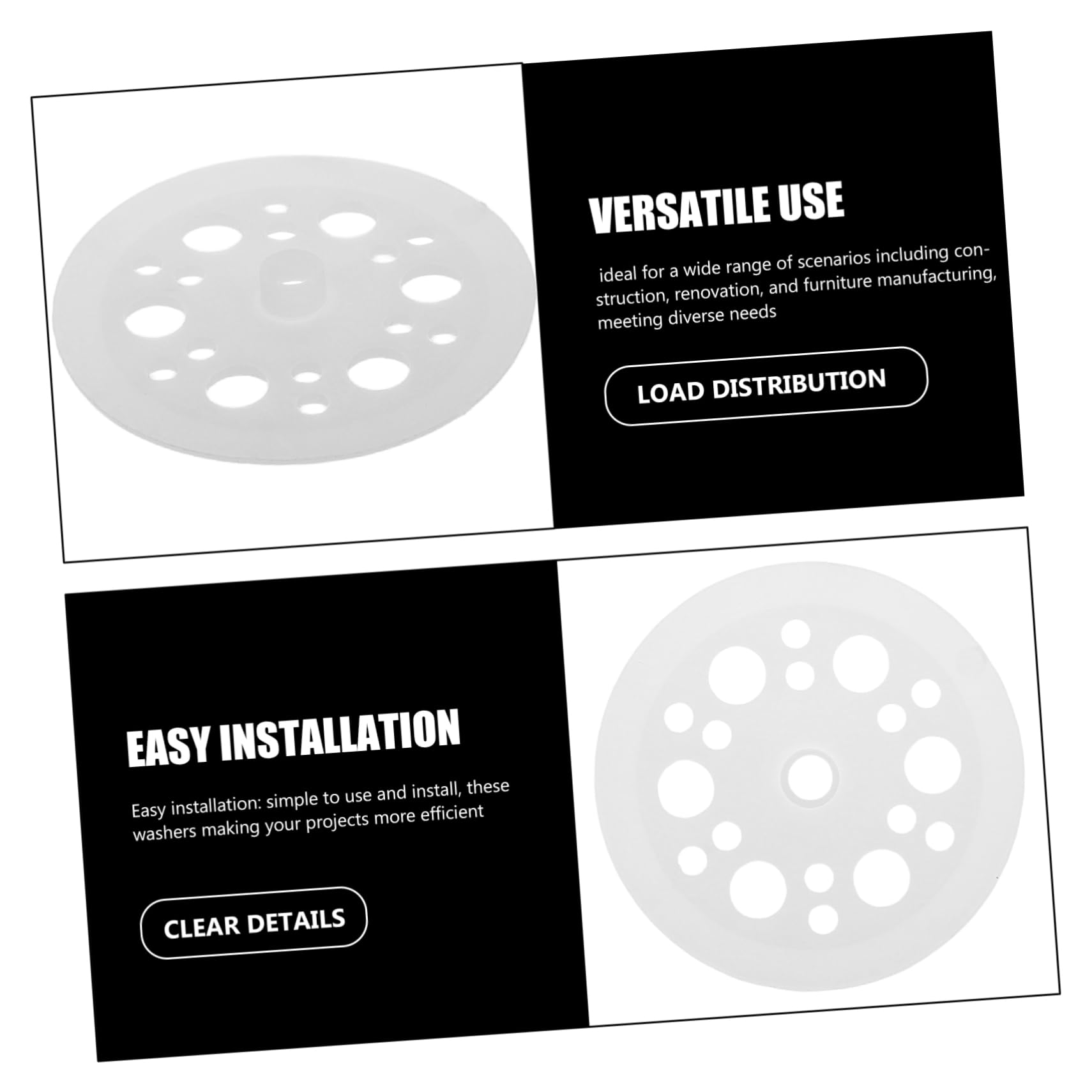 Arandelas de Plástico Blanco 45mm 200 Uds para Paneles | Polipropileno, Distribución de Carga y Fijación Segura, Uso en Construcción y Renovación