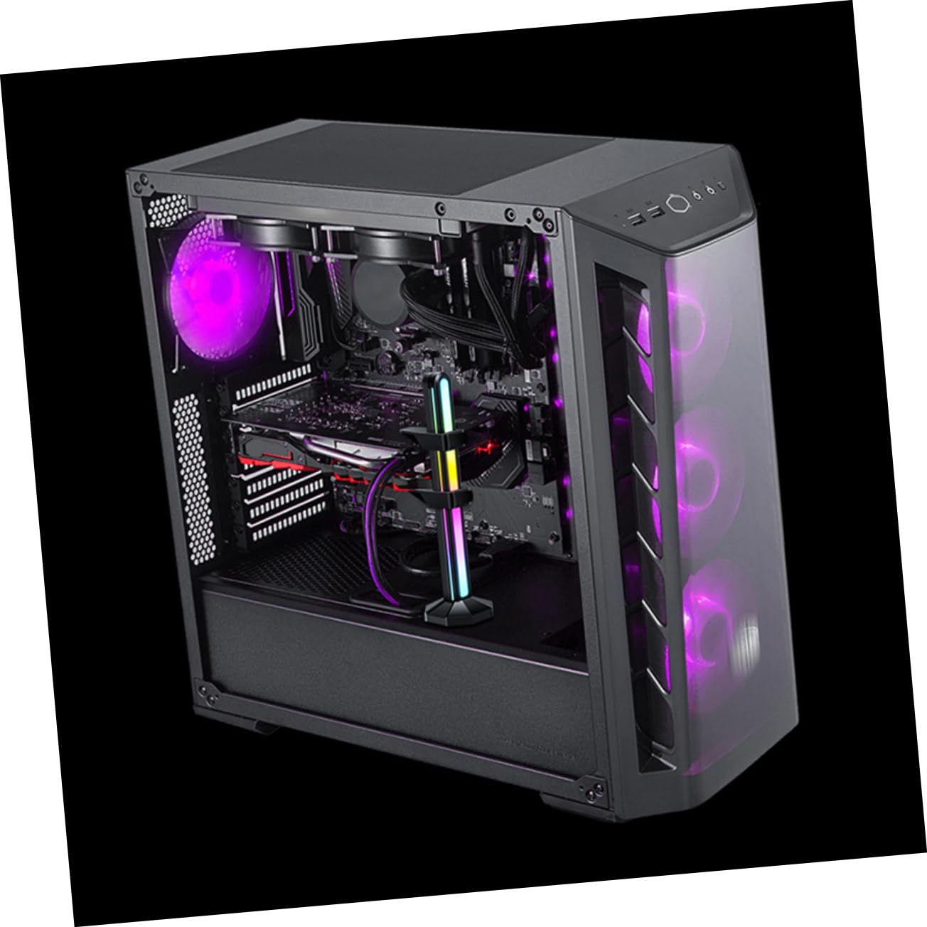 Hemobllo Supporto per Scheda Grafica Gpu Regolabile in Abs, Base Magnetica Nascosta, Sincronizzazione Scheda Madre, Design a Sezioni, per PC DIY Nero