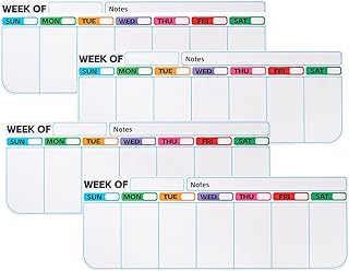 4 pack weekly fridge calendar Magnet rotate by week,reusable rotating Dry Erase calendar Planner magnetic to keep track of work and school schedules,13.9 x 4.9 inch