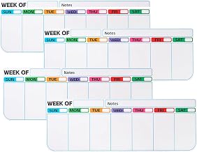 4 pack weekly fridge calendar Magnet rotate by week,reusable rotating Dry Erase calendar Planner magnetic to keep track of work and school schedules,13.9 x 4.9 inch