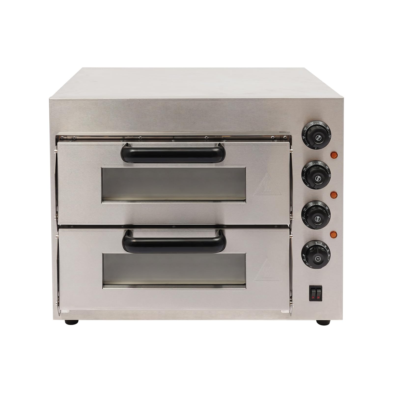 Horno de pizza de 3000 W, horno profesional de doble cámara, horno de pizza de acero inoxidable, horno de pizza eléctrico para la encimera, cocinas domésticas, restaurantes, pizzerías