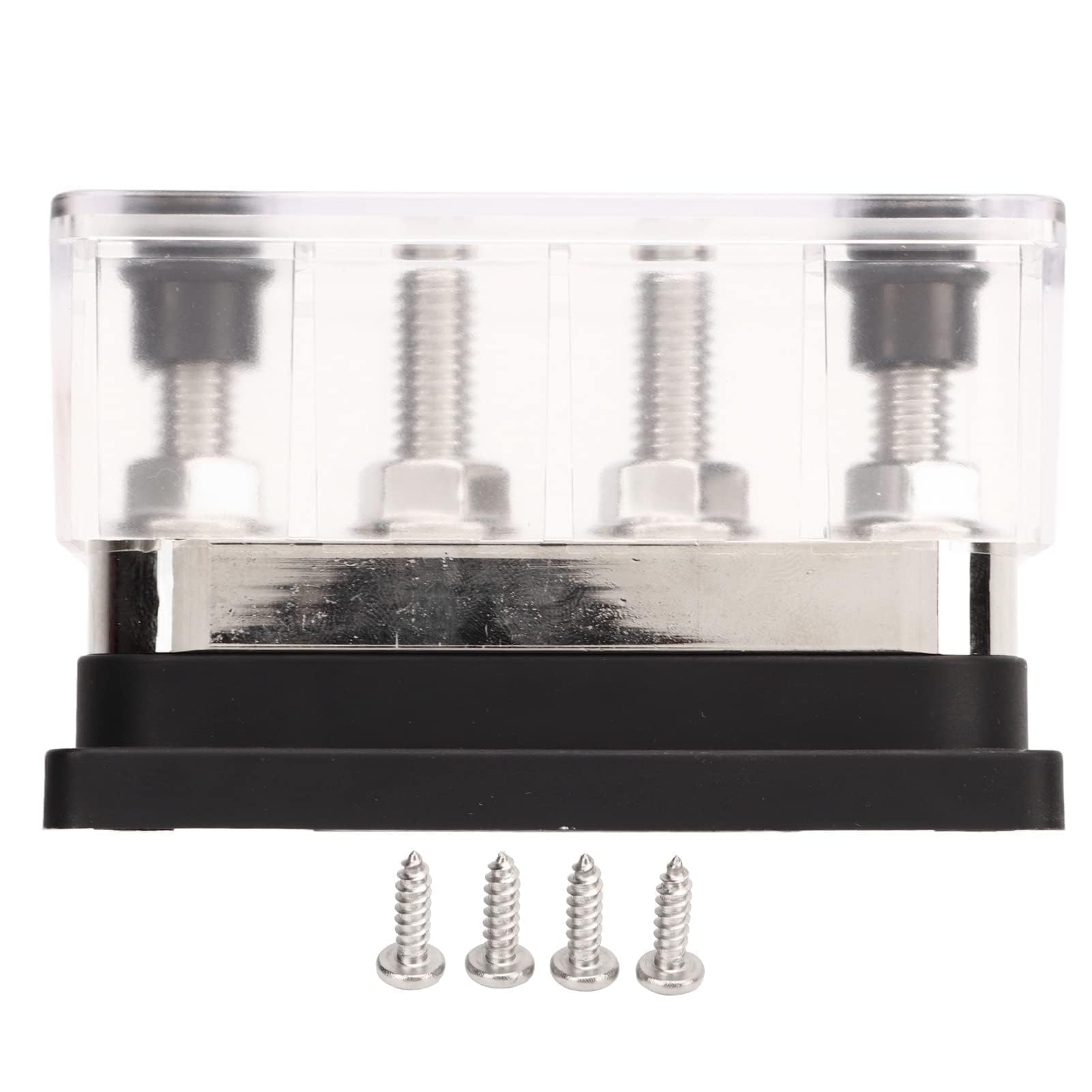 Batterie-Sammelschiene, Stromverteilerblock, DC 12 V Bis 48 V, 600 A, Hochstrom, M10, 4 Bolzen, Stromverteilerblock für Auto, Wohnmobil, Boot, Yacht, Anschlussbolzen, Sammelschiene (Schwarz)