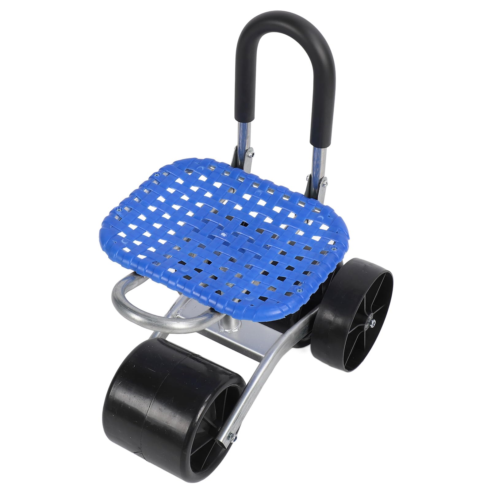 Haofy Sgabello da Giardino con Ruote Sedile Girevole a 360 Gradi con Ruote Telaio in Acciaio Zincato PP Vassoio Porta Attrezzi per Comode attività di Giardinaggio Progetti in Serra su Terreni Agricoli