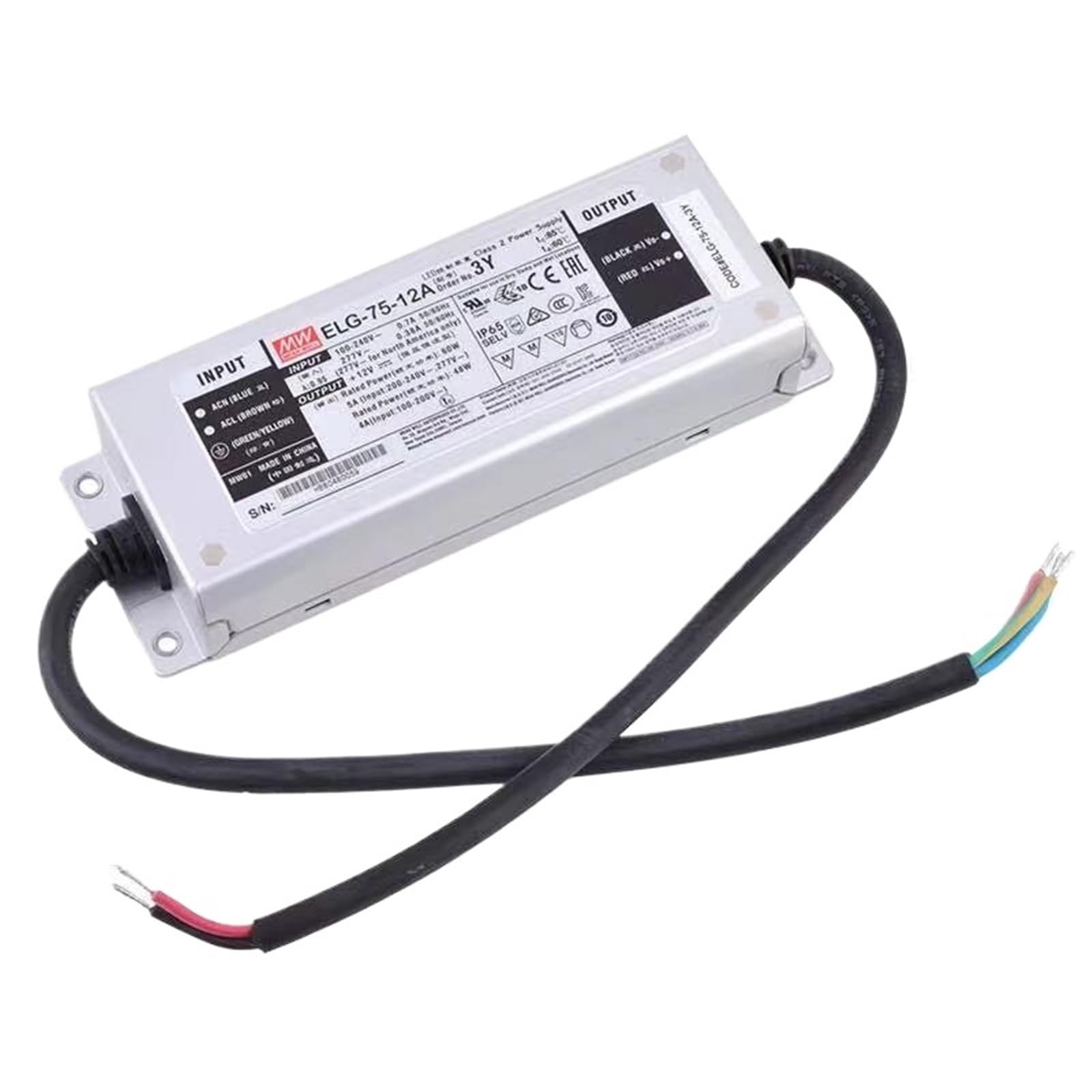 FCARUMIQP ELG-75-12A-3Y 12V5A Constant Voltage LED Lighting Driver Buit-in Active PFC Function AC-DC Indoor Outdoor IP65