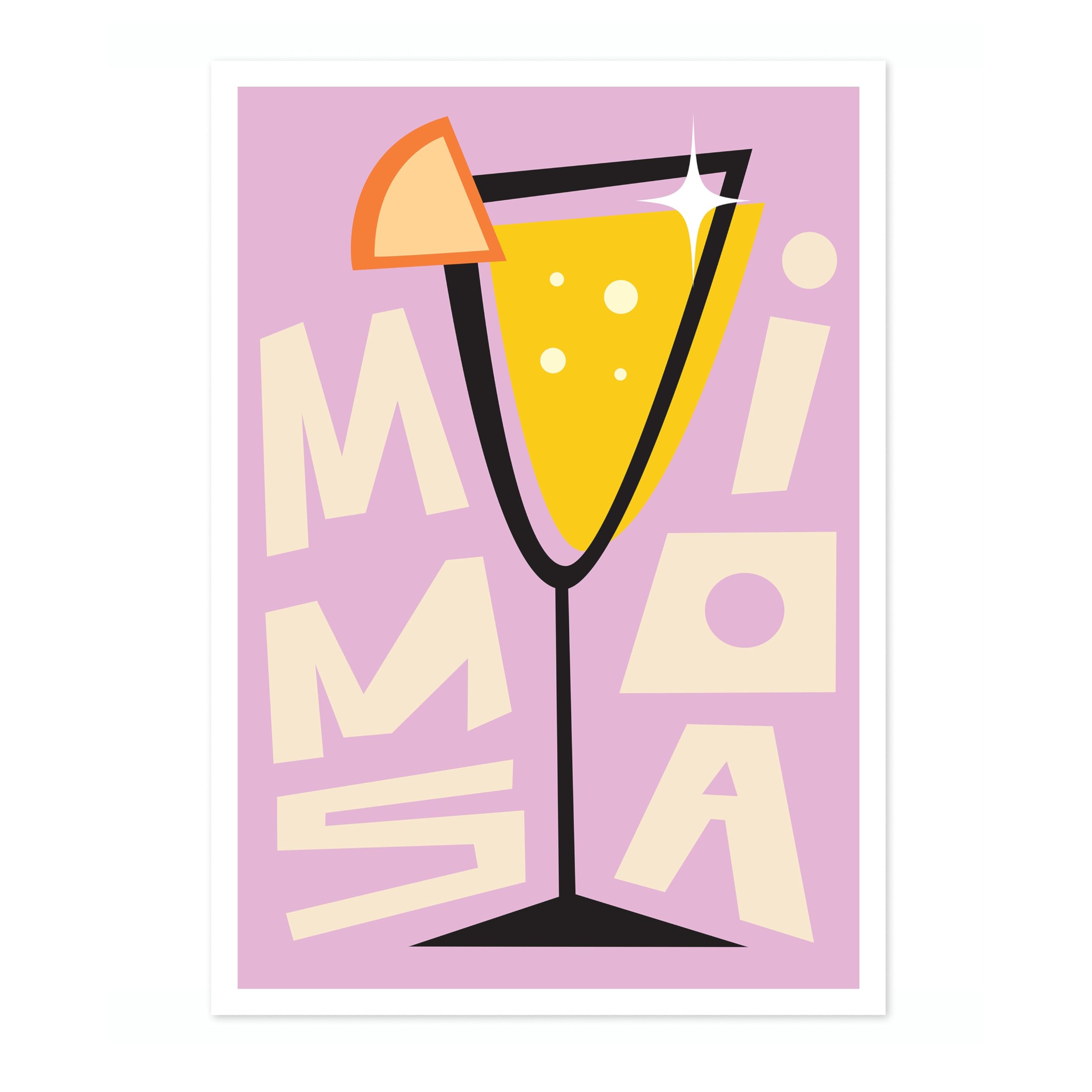 Mimosa Print, Cocktail Poster, Framed Wall Art, Modern Kitchen Decor, Drinks Poster, Gift Idea, Archival Matte, A5 (Print Only) - 21x14.8cm