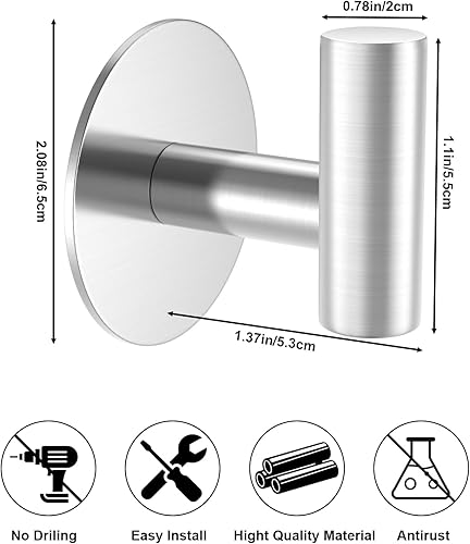 Miniatura 5 de HUFEEOH Ganchos adhesivos para toallas, paquete de 2 ganchos adhesivos para colgar, ganchos resistentes para abrigostoallas, ganchos de pared para