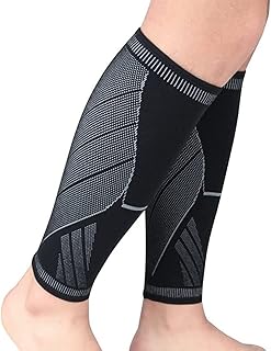 Calf Compression Sleeve Men Women - Shin Splint Compression Sleeve for Varicose Veins & Torn Calf - 1 Pair Comfortable Leg Compression Sleeve in Black Color (XL