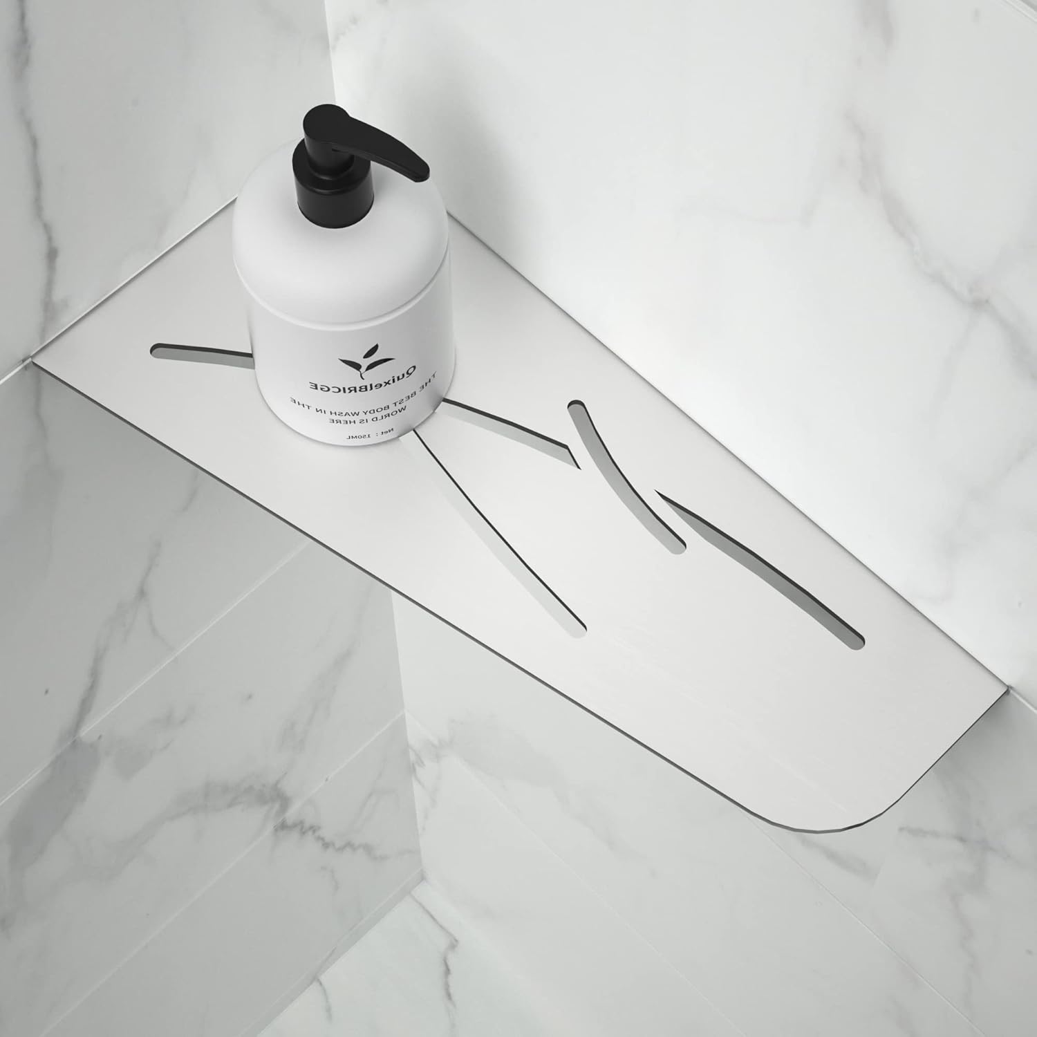 Bernkot Corner Shower Shelf 12" Brushed 304 Stainless Steel Quadrilateral Heavy Duty