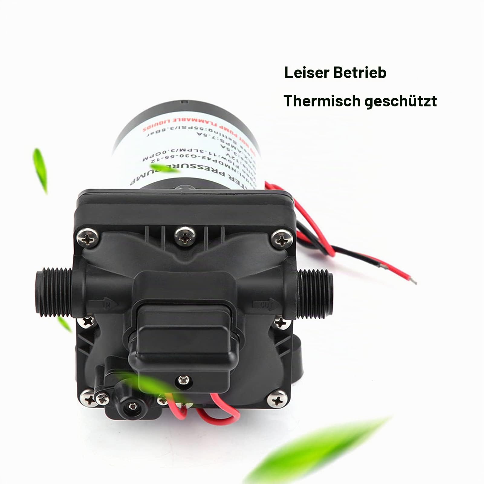 Hochdruck Wasserpumpe 12V DC, Selbstansaugend, Druckpumpe für Wohnmobil, Wohnwagen, Boote, Rasen, Waschen und Gartenbewässerung
