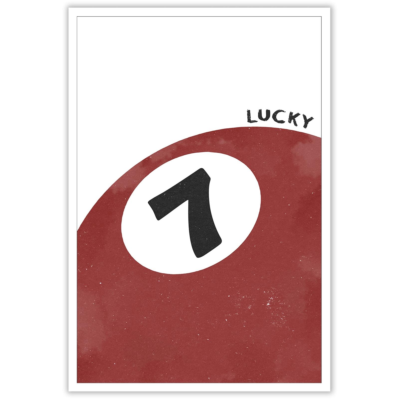 Nonpai Girls Red Wall Decor 02 Vintage Lucky Number 7 Dark Red Pool Ball Prints Trendy Hand-Drawn Wall Art Lucky 7 Ball Poster Room Aesthetic Wall Decor For Apartment Bedroom Living Room Home 12X16in Unframed