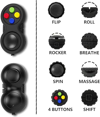 Miniatura 3 de Mini Fidget botón controlador pad juguetes para niños adultos con ansiedad y autismo (negro y mezcla)