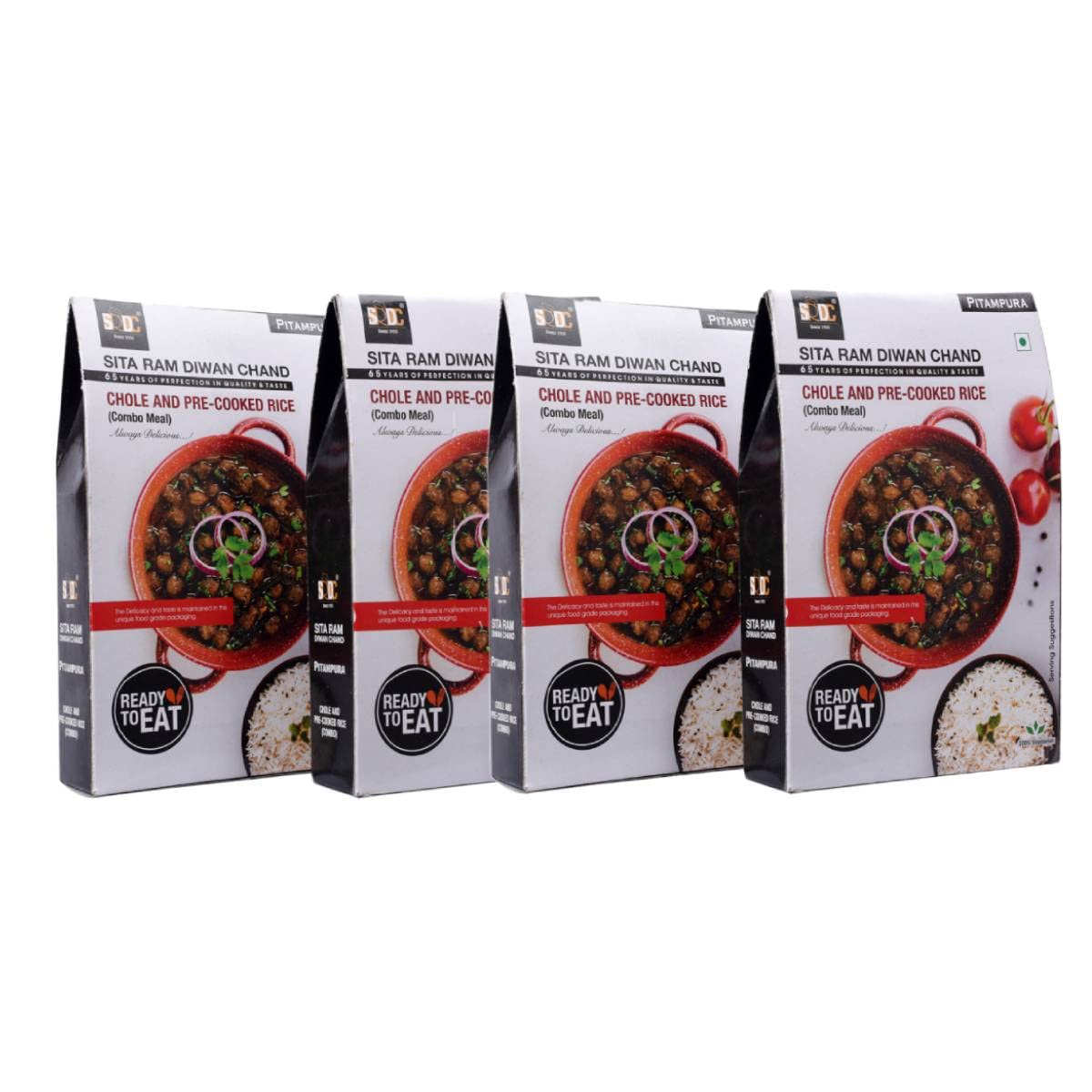 Sita Ram Diwan Chand Ready to Eat Chole & Rice 300 Gram Each Combo, No Preservatives, No Artificial Flavors (Pack of 4)