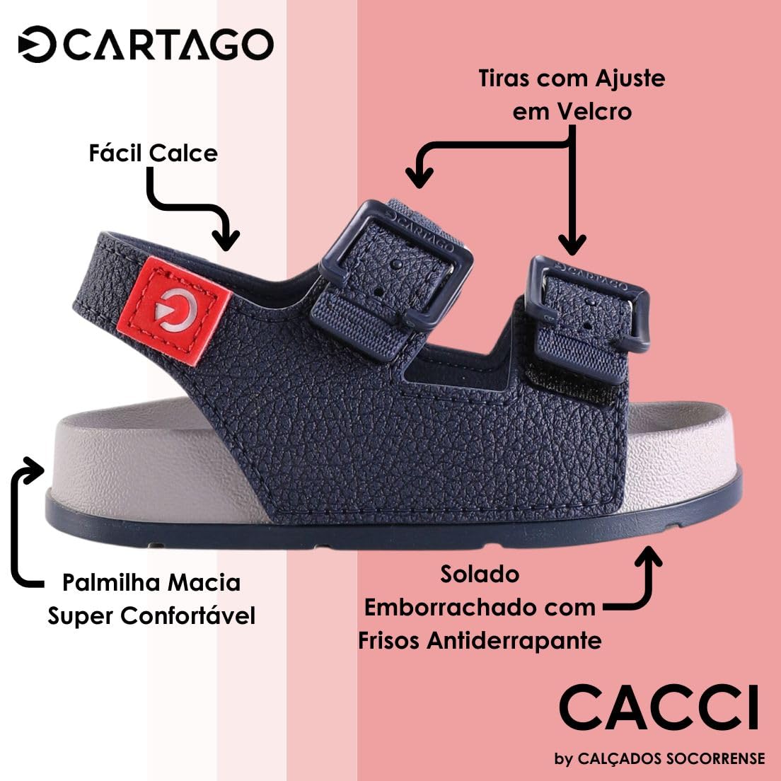 CARTAGO Milao Slide Baby, 22213 Grey/Blue/Red, Sandalias Planas Unisex niños